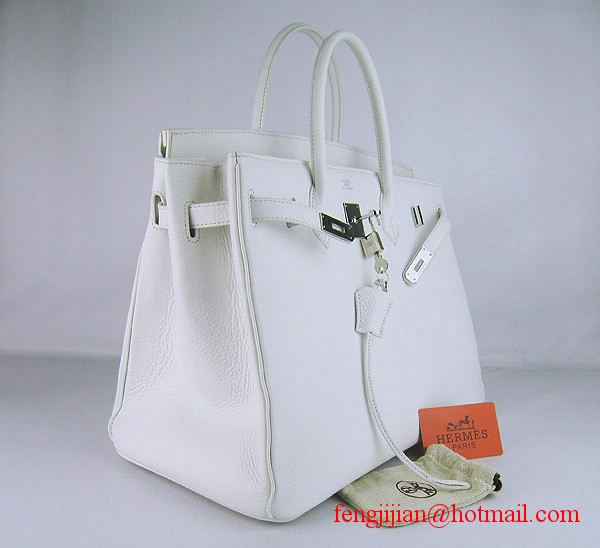 Hermes Birkin 40cm Togo Bag 6099 Light White silver padlock