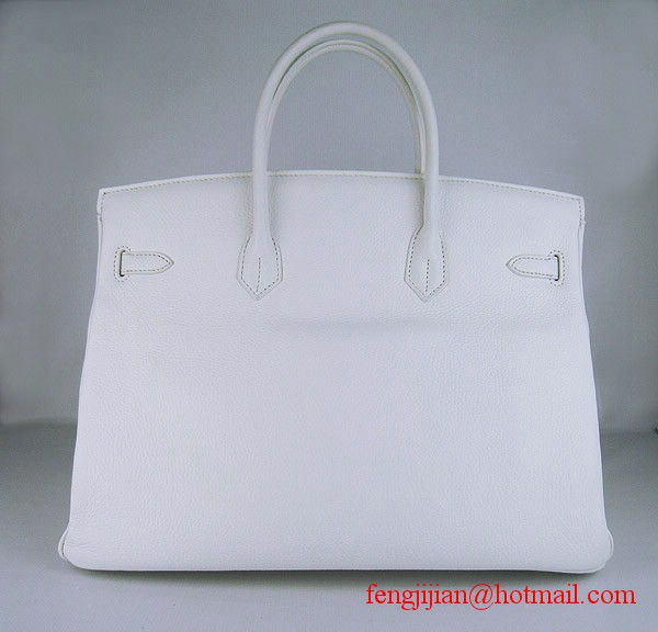 Hermes Birkin 40cm Togo Bag 6099 Light White silver padlock