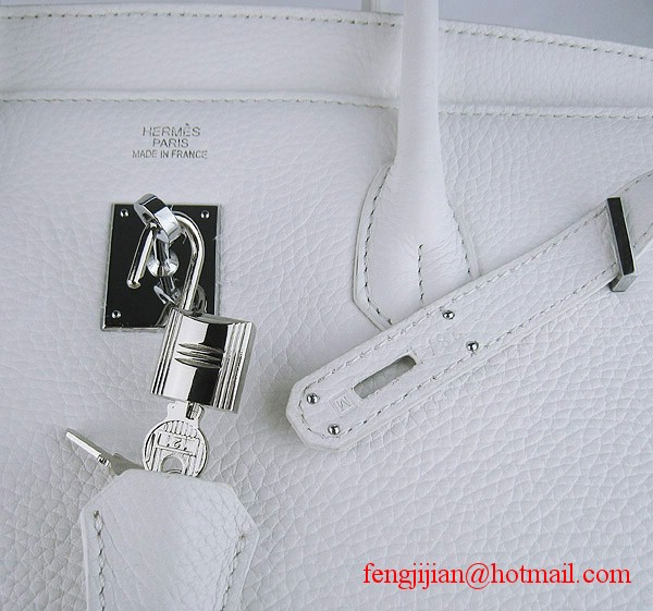 Hermes Birkin 40cm Togo Bag 6099 Light White silver padlock