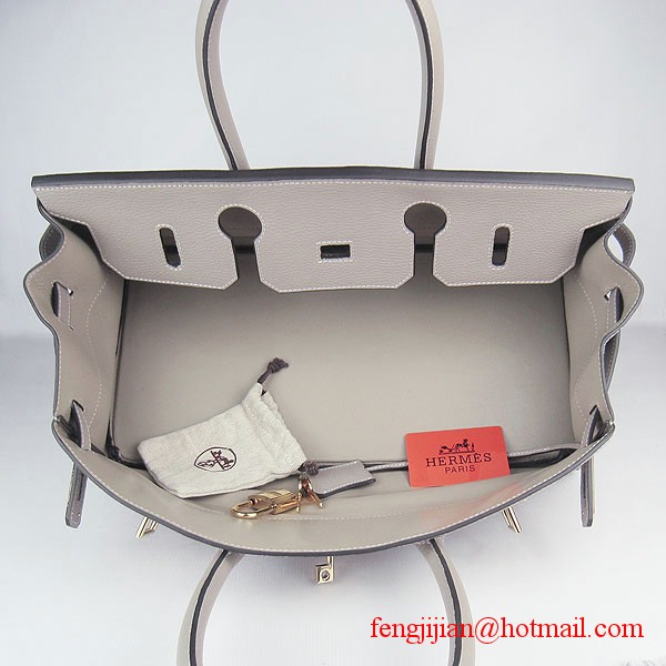 Hermes Birkin 42cm Togo Leather Bag 6109 Grey gold padlock