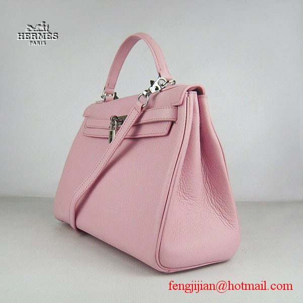 Hermes Kelly 32cm Togo Leather Bag Pink 6108 Silver Hardware