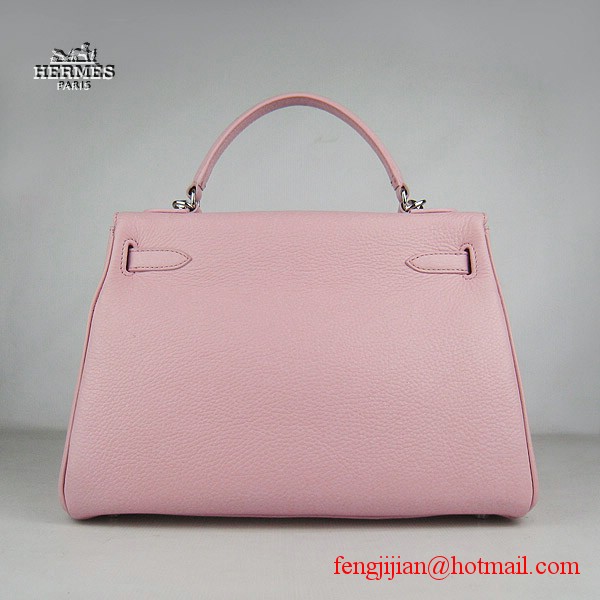 Hermes Kelly 32cm Togo Leather Bag Pink 6108 Silver Hardware