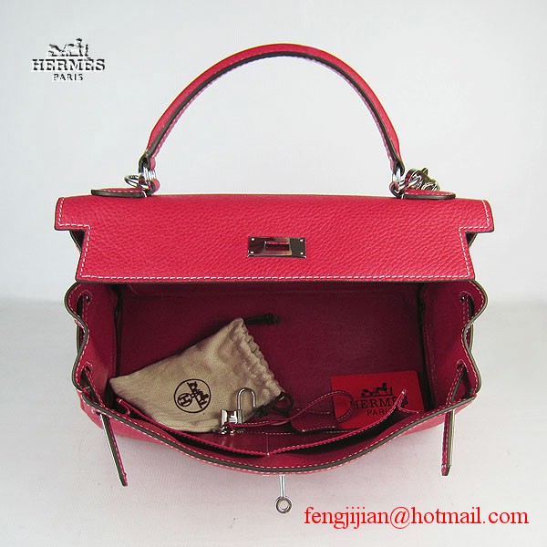 Hermes Kelly 32cm Togo Leather Bag Red 6108 Silver Hardware