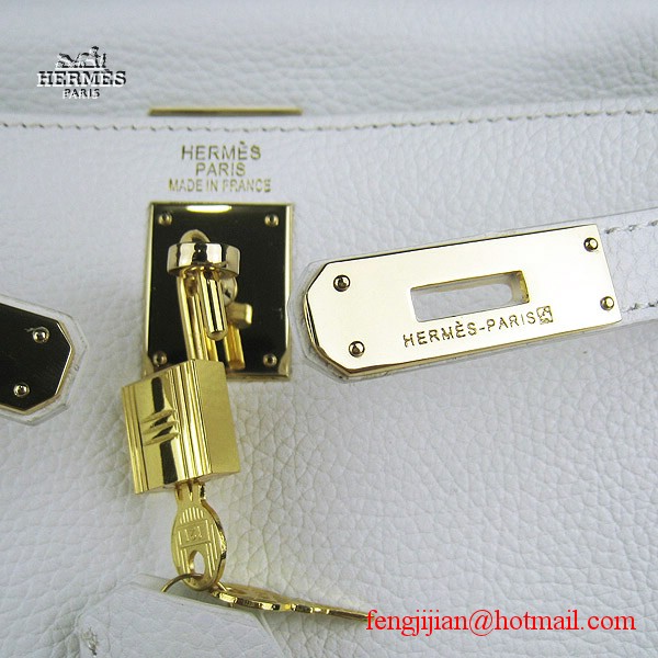 Hermes Kelly 32cm Togo Leather Bag White 6108 Gold Hardware