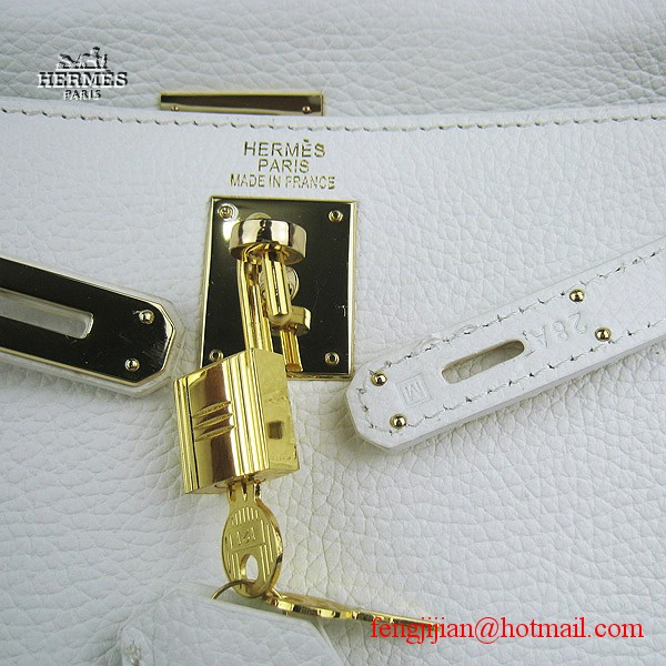 Hermes Kelly 32cm Togo Leather Bag White 6108 Gold Hardware